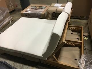 Costa Outdoor Double Chaise Lounge in White With 2 Side Tables in Teak