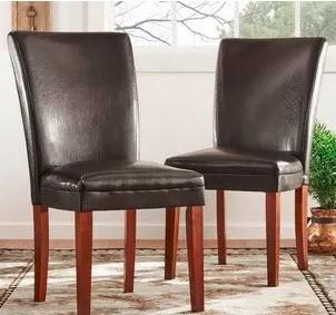 Gault Parsons Chairs - Blk Finish - DK. Brown Vinyl - Set of 2 - 722 Pus (3A)