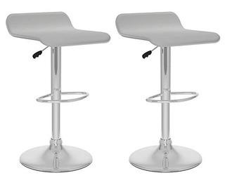CorLiving DPV-218-B Curved Adjustable Bar Stool in White Leatherette, set of 2