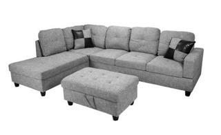 Beverly Furniture - F118-Sofa Sectional-Light Grey