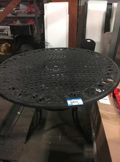 48" Round Metal Patio Table - Blk - Small Crack
