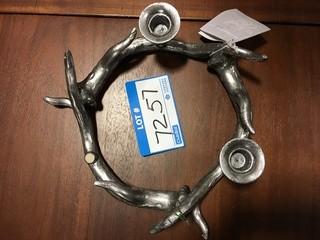 Gluckstein Home Silver Antler Candle Holder- Missing 1  Candle Holder