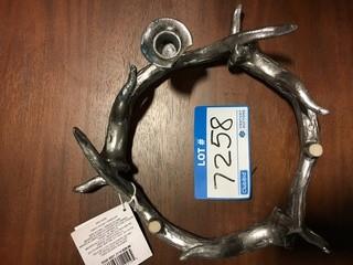 Gluckstein Home Silver Antler Candle Holder- Broken