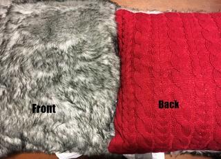 Gluckstein Home-Cushion (16"x16") -Red With Faux Grey Fur