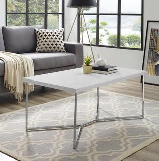 Walker Edison - 42" Y-Leg - Coffee Table - White Marble/Chrome - AF42LUXWMC