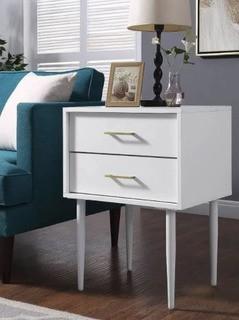 Walker Edison - 20" Olivia Two-Drawer Table - White - AF200L12DSW