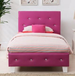 Zoomie Kids Jayden Panel Bed (ZMIE1195_16067758) - Pink Leather