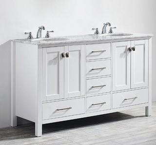 Vonnova - Gela 60 in. W x 22 in. D x 35 in. H Vanity in White - 723060-WH-CA-NM - NO TOP !!!!