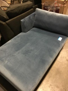 Blue Velvet Right Sided Chaise Lounge - "AS-IS"