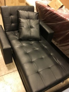 Black Faux Leather Chaise Lounger - "AS-IS"