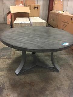 54" Round Wooden - Triple Leg Dining Table - DK Grey