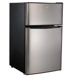Whirlpool WH31S1EC Compact Refrigerator Freezer Fridge Stainless Steel Mini - Dent on front door