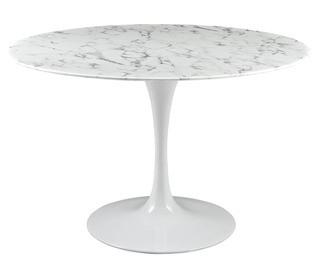 Lippa 47" Round Artificial Marble Dining Table in White - EEI-1131-WHI
