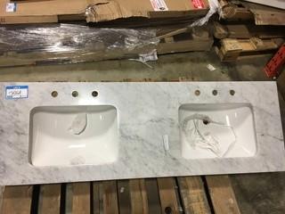 Grey / White Marble - Dual sink Vanity - minor damage - 20" x 60"