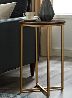 Walker Edison - 16" Round Side Table - Marble/Gold - AF16ALSTMGD
