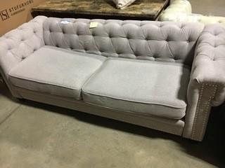 Grey Fabric Nailhead Rounded arm Sofa