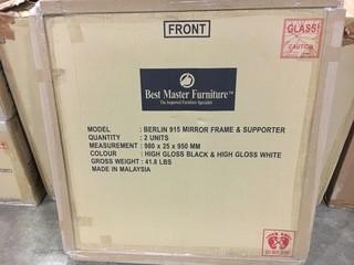 Best Master Furniture - Berlin 915 Mirror - High Bloss Blk & White