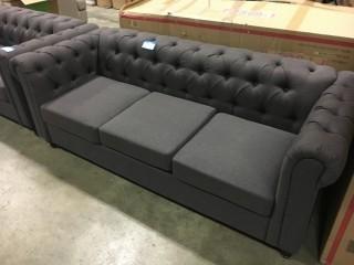 DK Grey Fabric Nailhead Rounded arm Sofa