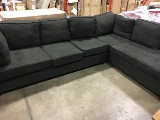 Fabric - L-Shape DK- Grey Sectional sofa