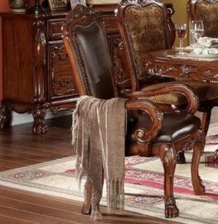 Astoria Grand Welliver Carved Upholstered Dining Chair (ARGD2859) - Cherry