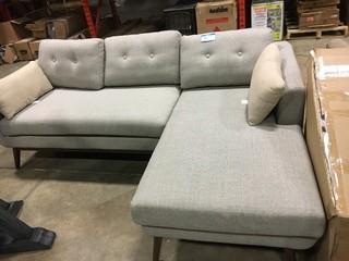 L-Shape Grey Fabric Sectional Sofa - 