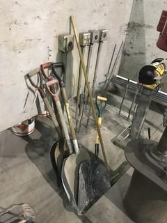 Lot of (4) Asst. Grain Shovels and (1) Wash Brush **LOCATED IN INNISFAIL**
