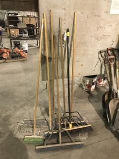 Lot of (5) Asst. Push Brooms and (2) Asst. Dust Mops **LOCATED IN INNISFAIL**