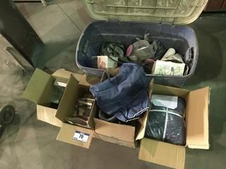 Lot of Asst. Supplies Including, Disposable Paint Coveralls, 3M Particulate Masks, Marrettes, Electrical Components, etc. **LOCATED IN INNISFAIL**