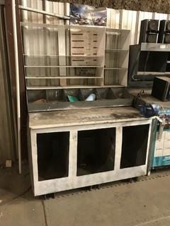 42" X 60" Shipping Desk w/ 4" Bench Vise **LOCATED IN INNISFAIL**