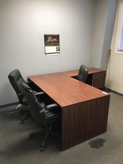Lot of L-Shaped Desk w/ (3) Asst. Task Chairs **LOCATED IN INNISFAIL**