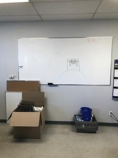 Lot of Asst. Office Supplies Including White Board, Clock, File Organizers, etc. **LOCATED IN INNISFAIL**