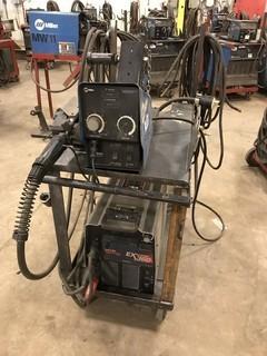 Red-D-Arc Extreme 360 CC/CV w/ Miller 70 Series 24V Wire Feeder, Cart, Hoses, Cords, Guns, etc. **LOCATED IN EDMONTON** 