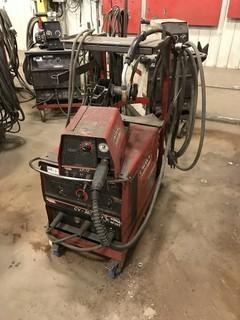 Lincoln Electric CV-305 w/ Lincoln Electric LF-72 Wire Feeder, Cart, Hoses, Cords, Guns, etc. **LOCATED IN EDMONTON** 