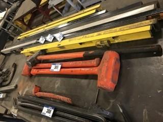 Lot of (2) Dead Blow Hammers,(1) Sledge Hammer, (1) Handle **LOCATED IN EDMONTON** 