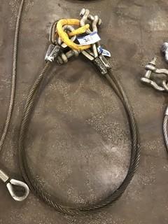 7' 3"' - 9/16" Wire Rope Sling, 11,000lb. Capacity, Wire Rope, 2 Legs, Clevices **LOCATED IN EDMONTON** 