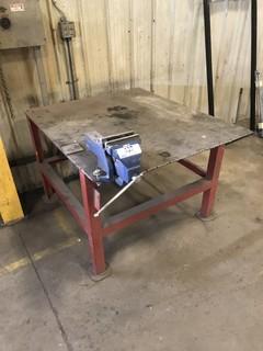 4' X 40" Shop Table w/ 6" Bench Vise **LOCATED IN EDMONTON** 
