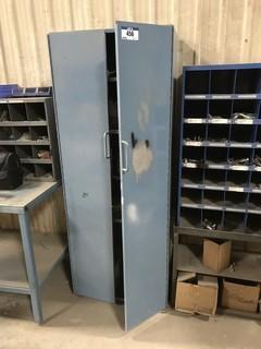 2-Door Chop Cabinet w/ Asst. Contents Including Asst. Paints, Aerosols, Caution Tape, etc. **LOCATED IN EDMONTON** 