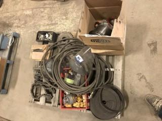 Pallet of Asst. Gears, Face Shields, 3" Threader Parts, Airline, etc. **LOCATED IN EDMONTON** 