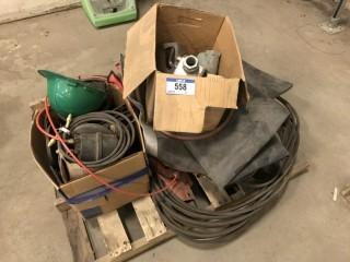 Pallet of Asst. Airline, Tarp, Hard Hat, Sureflow Fittings, Grinding Discs, etc. **LOCATED IN EDMONTON** 