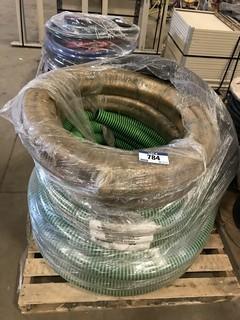 Pallet of Asst. Hose including, Water Hose, Rubber Hose, etc. **LOCATED IN EDMONTON** 
