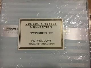 London Hotels Collection-Light Blue-Twin Bed Sheet Set/600 Thread Count