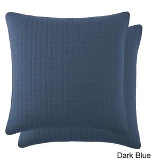 Vilano Premium Collections-2 quilted Decorative Pillow Covers-Dark Blue