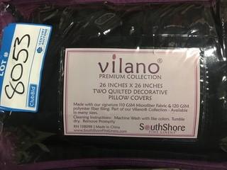 Vilano Premium Collections-2 quilted Decorative Pillow Covers-Black