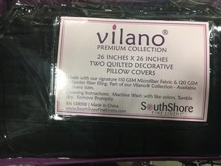 Vilano Premium Collections-2 quilted Decorative Pillow Covers-Black