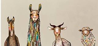Greenbox Art+Culture-Donkey,Llama,Goat,Sheep on Cream-NB54676-24"x12"