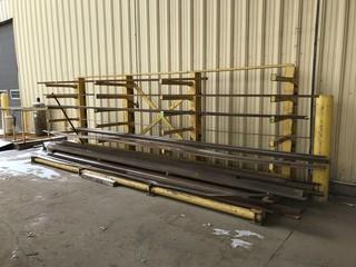Lot of Single Sided Cantilever Racking w/ Contents including Asst. Steel **LOCATED IN EDMONTON** 