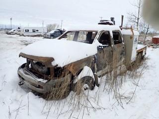 Burnt Dodge Chassis w/ 90" Deck, HIAB 033 T-3 Picker ***CANNOT BE REMOVED UNTIL FRIDAY @ 12PM***