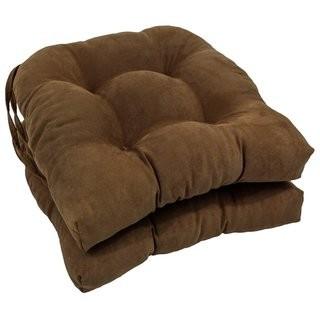 Microsuede Fabric Dining Chair Cushion-Set of 2- Chocolate Brown