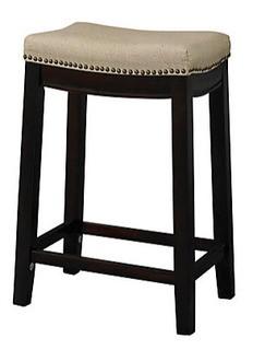 Linon Home D?cor Products ?Natural Linen Backless Bar Stool with Nailheads 