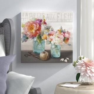 French Cottage Bouquet III' Painting Print on Canvas-26"x26"